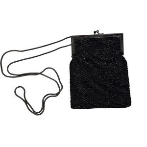 Indeed Evening Clutch Crossbody Bag Beaded Kiss Lock Elegant Wedding Black